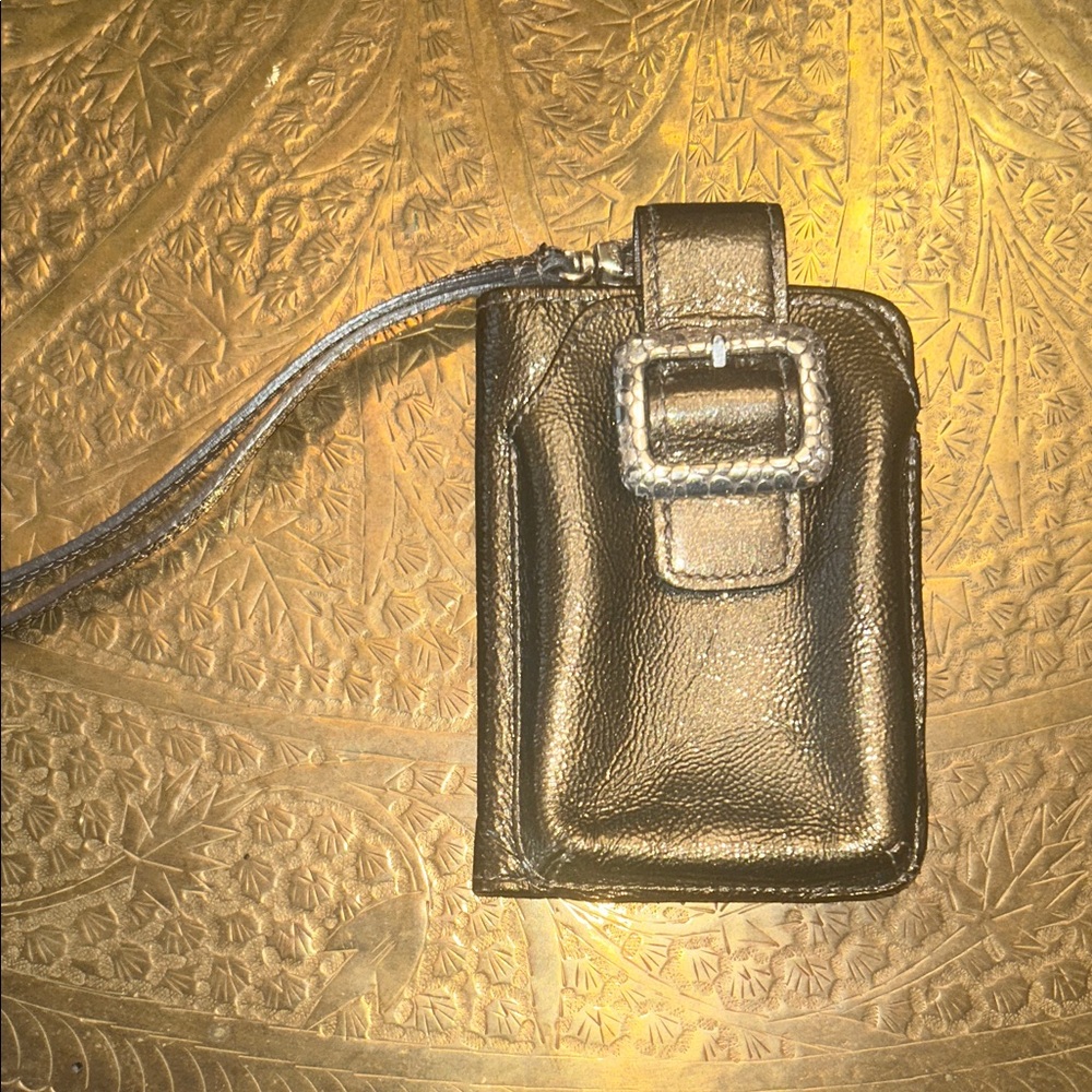 Brighton Metallic Patent Leather Wallet Card holder Pouch with wrist strap